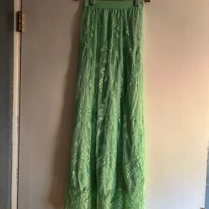 Chic Mint Lace Maxi Skirt